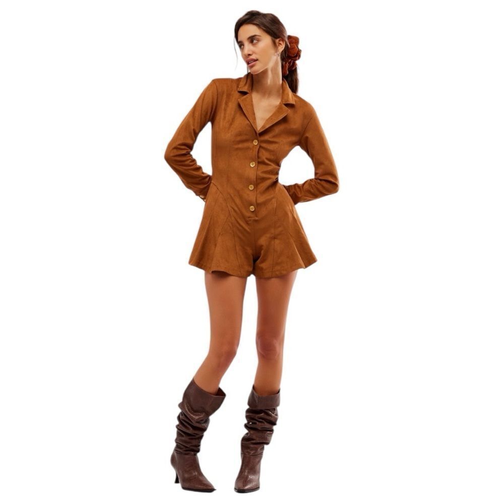 NWOT Free People Wanderlust Vegan Almond Ash Suede Shortall Size M